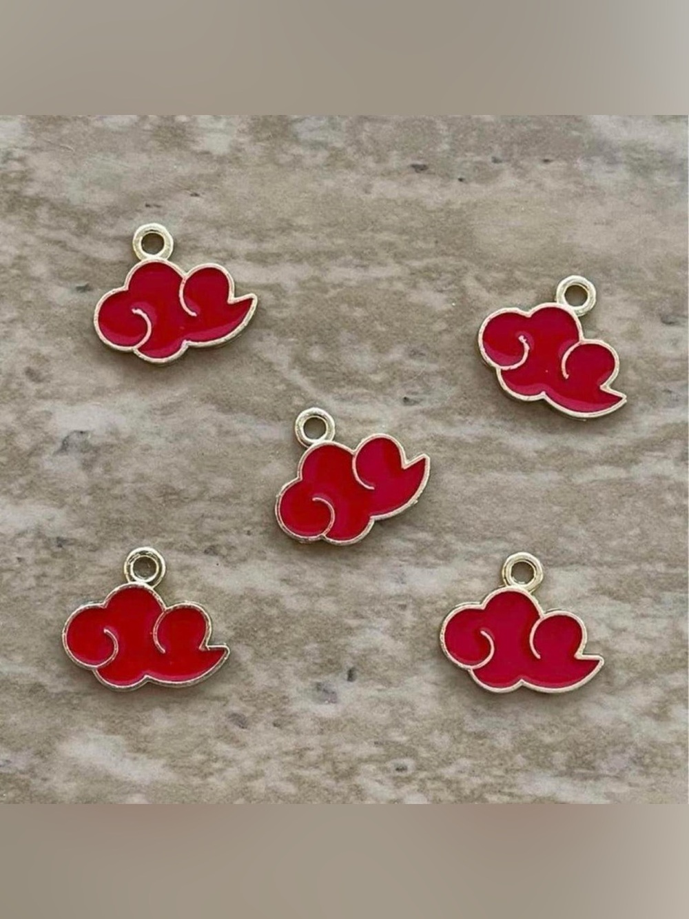 5 pcs golden red cloud Naruto Akatsuki Anime charms.